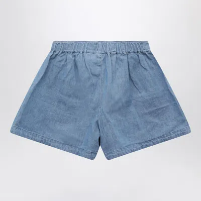 Mini Rodini Light Blue Denim Shorts With Musical Notes
