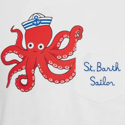 Mc2 Saint Barth Eddy T-shirt White With Octopus Print