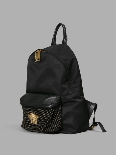 Shop Versace Men's Black Studded Backpack