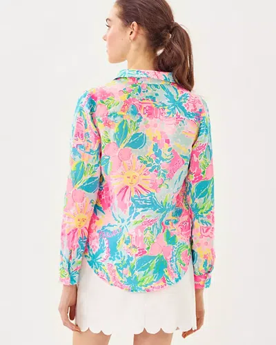 Lilly Pulitzer Sea View Button Down Top In Blue