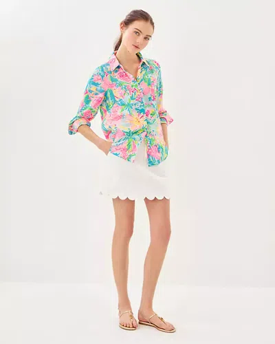 Lilly Pulitzer Sea View Button Down Top In Blue