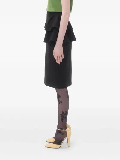 Valentino Black Skirt With Ruffles On The Sides In Black