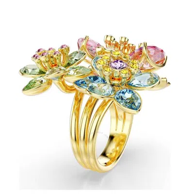 Swarovski Idyllia Triple Crystal Flower Cocktail Ring In Multicolored