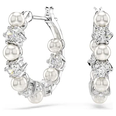 Swarovski Matrix Crystal-pearl Hoop Earrings