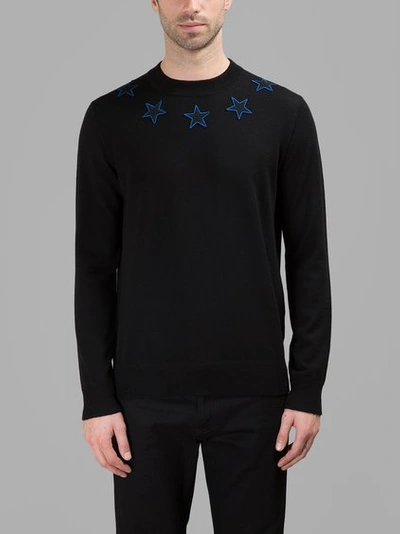 Shop Givenchy Men's Black Sweater With Star Embroidery