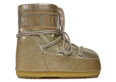 Pre-owned Moon Boot Icon Glitter Low Boot Sneakers In Gold