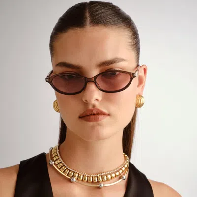 Le Specs Duskfall 55mm Oval Sunglasses In Brown