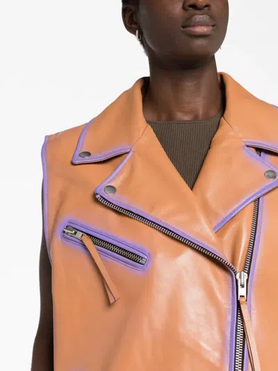 Stand Studio Tan And Lilac Biker Vest