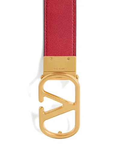 Valentino Garavani Vlogo Signature Reversible Shiny Calfskin Belt - 20mm / 1.2 In. Woman Black/deep In Black