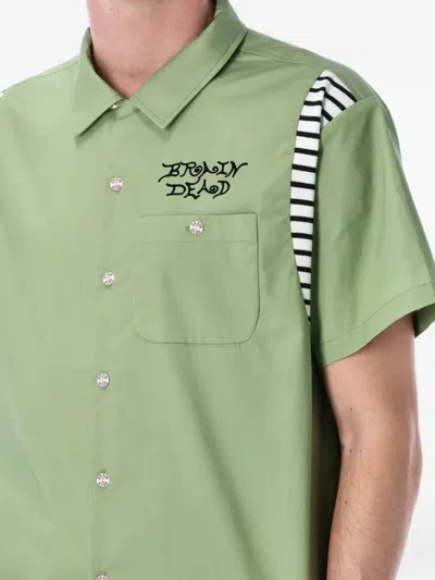 Brain Dead Cobra Flocked Bowling Shirt In Green