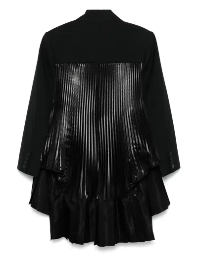 Junya Watanabe Wool Pleated Long Blazer In Black
