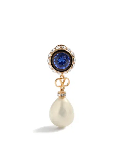 Valentino Garavani Vlogo Signature Pearl Earrings In Blue