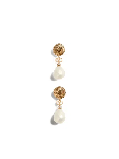 Valentino Garavani Vlogo Signature Pearl Earrings In Blue