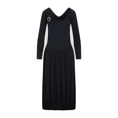 Lanvin Ls Drape Midi Dress