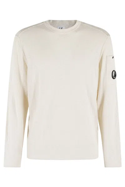 C.p. Company Pistachio Shell Crewneck Sweatshirt With Iconic Branding
