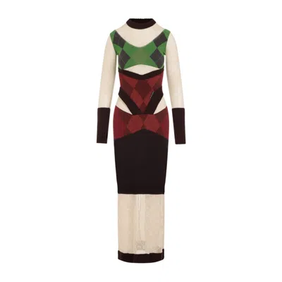 Marine Serre Regenerated Lozenge Knit Fitted Dress