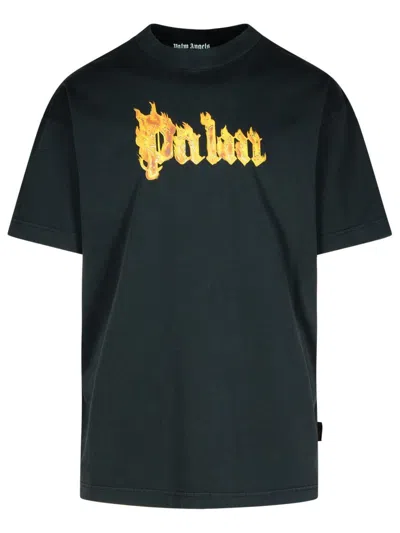 Palm Angels 'burning Logo T-shirt In Black