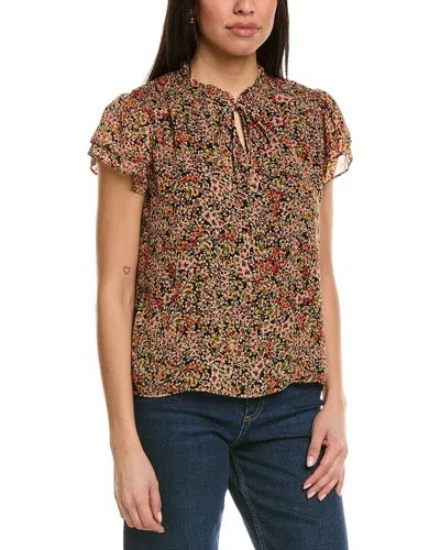 Cece Tie Front Blouse In Brown