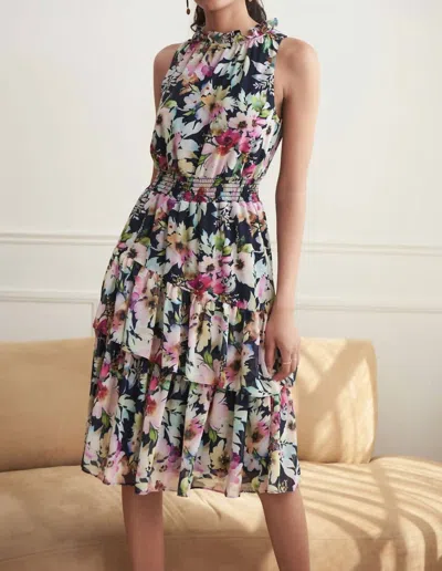 Joseph Ribkoff Floral Halter Dress In Midnight