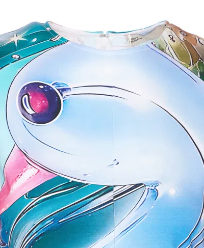 Tory Burch Shoulder Reinforcement Abstract Print Crew Neck Top