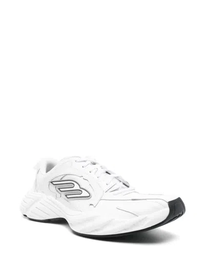 Balenciaga Monday White Low Top Sneakers With Logo Detail And Embossed Size On The Rear In Leather And Fabric M In White