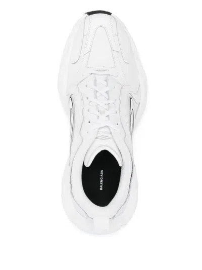 Balenciaga Monday White Low Top Sneakers With Logo Detail And Embossed Size On The Rear In Leather And Fabric M In White