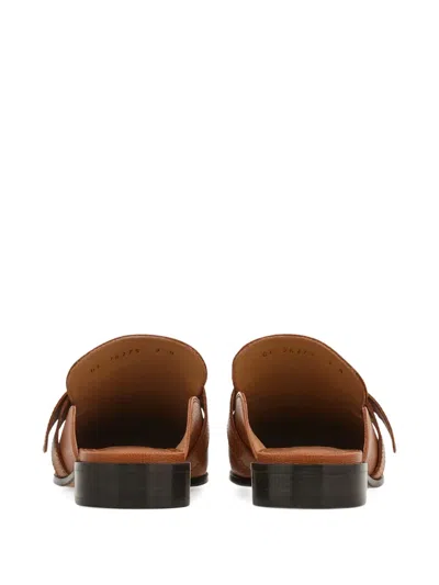 Ferragamo Mavira Leather Gancini Strap Loafer Mules In Brown