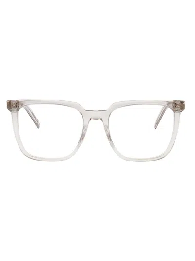 Saint Laurent Beige-beige-transparent Recycled Acetate Glasses In White
