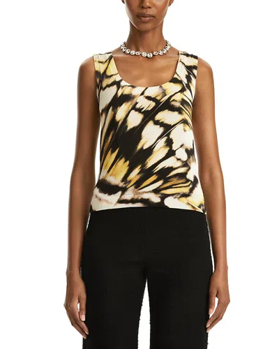 Oscar De La Renta Butterfly Printed Scoop-neck Knit Tank Top In Multi