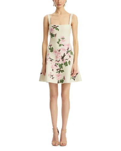 Oscar De La Renta Cherry Blossom Knit Fit-and-flare Mini Dress