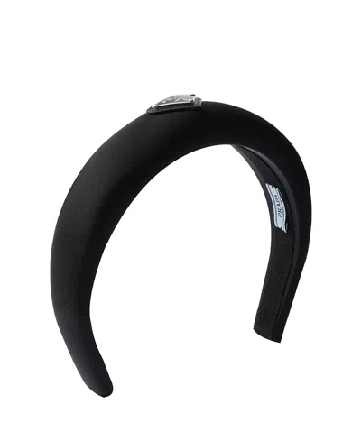 Prada Womens Black Triangle-logo Velvet Headband
