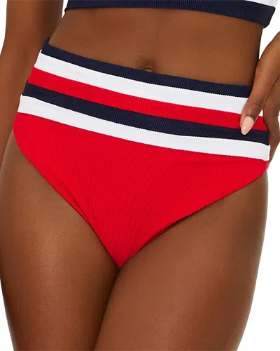 Beach Riot Millie Bikini Bottom In American Color Block In Red
