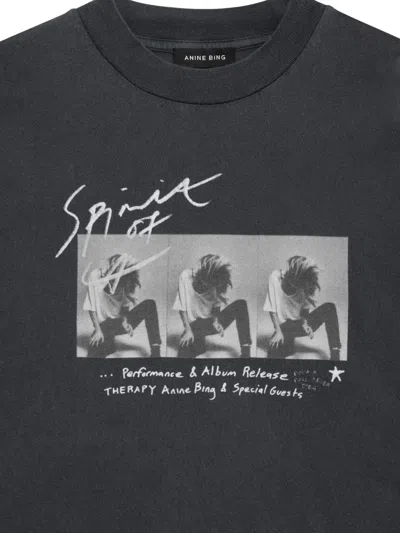 Anine Bing Womens Washed Black Ashton Graphic-print Cotton-jersey T-shirt In Gray