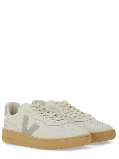 Veja V-90 O.t. Leather Men Sneaker In White Light Grey In Gray