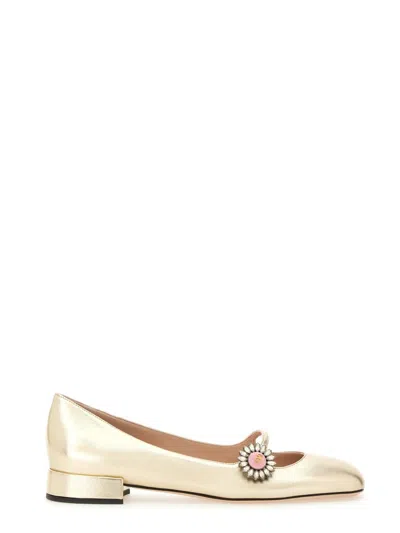Valentino Garavani Floral Embellished Ballets Metallic Finish In Multicolor