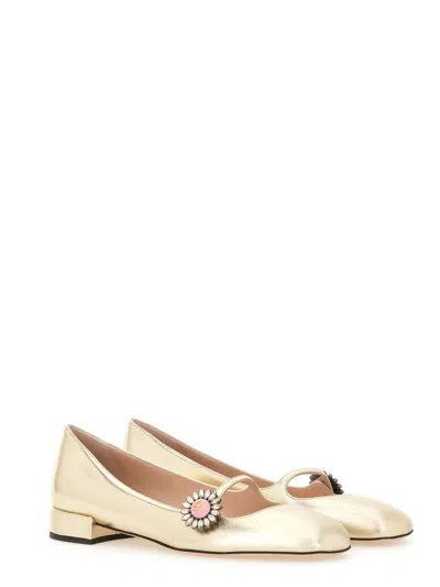 Valentino Garavani Floral Embellished Ballets Metallic Finish In Multicolor