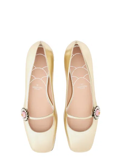 Valentino Garavani Floral Embellished Ballets Metallic Finish In Multicolor