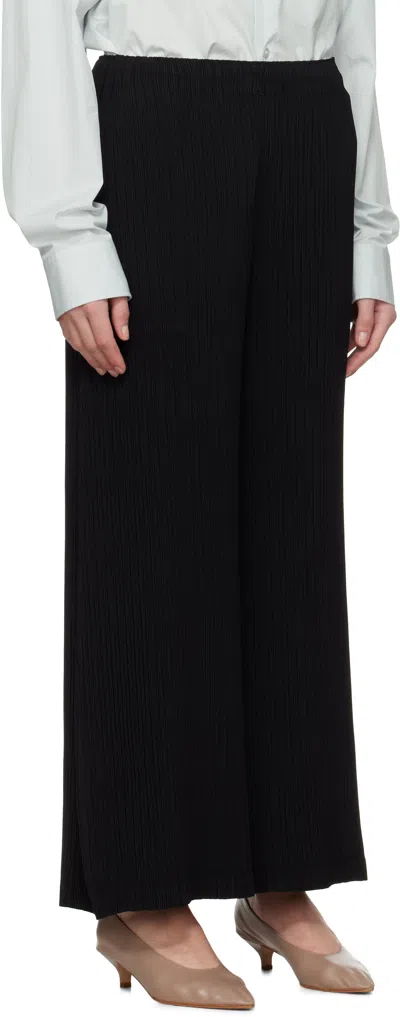 Issey Miyake Black Hatching Bottoms Trousers