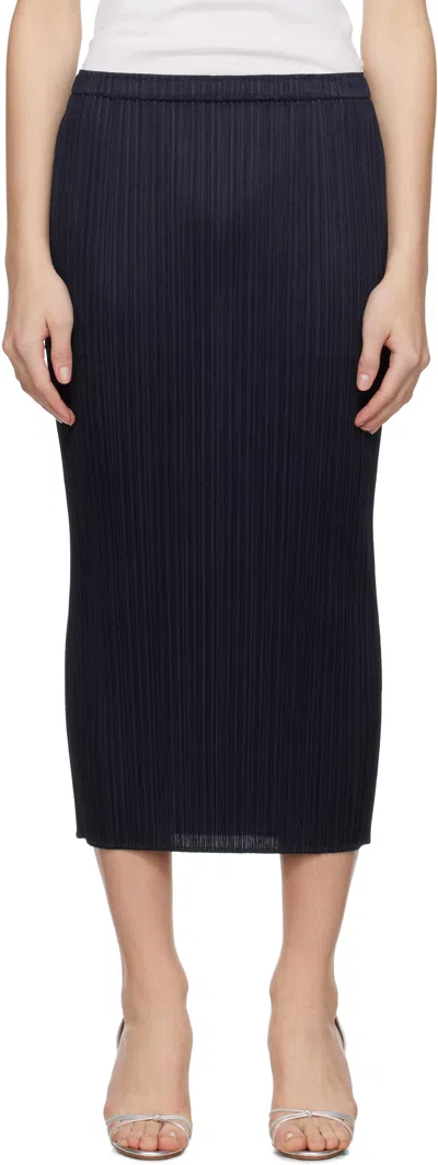 Issey Miyake Navy June New Colorful Basics 4 Midi Skirt