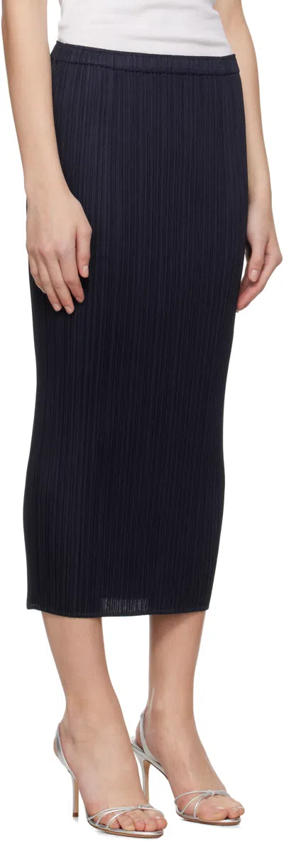 Issey Miyake Navy June New Colorful Basics 4 Midi Skirt