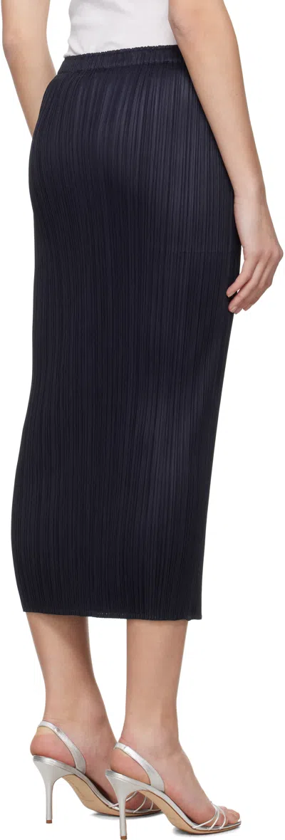 Issey Miyake Navy June New Colorful Basics 4 Midi Skirt
