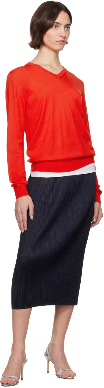 Issey Miyake Navy June New Colorful Basics 4 Midi Skirt