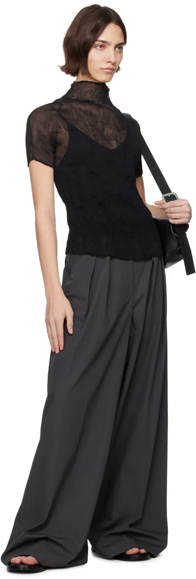 Issey Miyake Black Chiffon Twist Bk/wt-56 Turtleneck