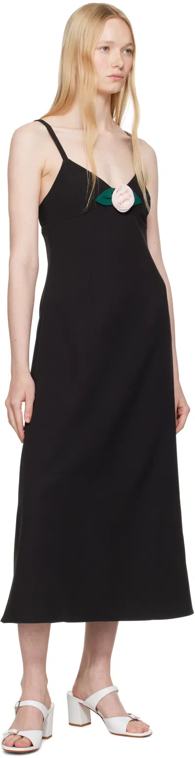 Sandy Liang Pilton Rosette Midi Dress In Black