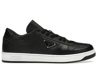 Pre-owned Prada Men's  Downtown Low Top Sneakers Leather In Black/white In Multi
