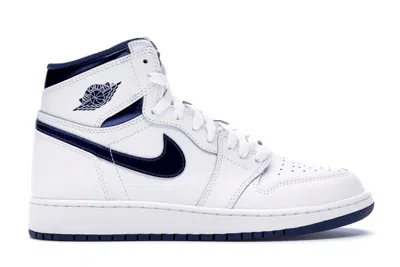 Pre-owned Jordan 1 Retro (2016) Sneakers In White/metallic Navy Blue