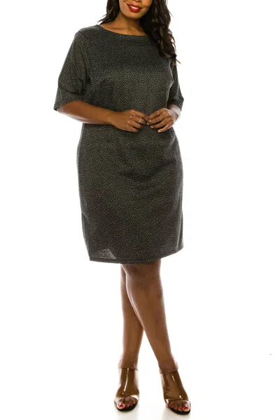 Ile Clothing Knee Length Animal Print Dress In Grey Black
