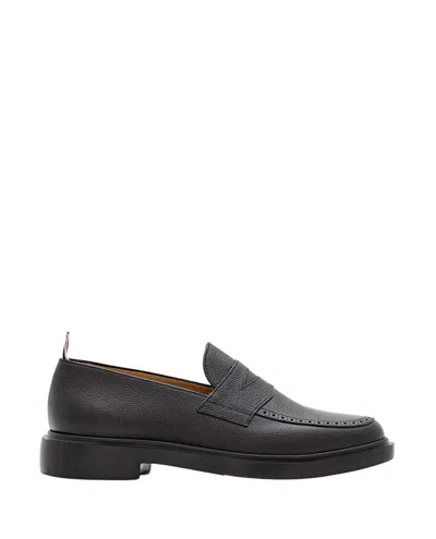 Thom Browne Black Slip-on Loafers With Loop Detail