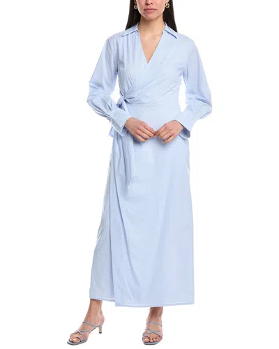 Simkhai Briar Wrap-effect Striped Cotton-blend Poplin Maxi Shirt Dress