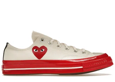 Pre-owned Converse Chuck Taylor All Star 70 Ox Comme Des Garcons Play Midsole Sneakers In Pristine/red/egret